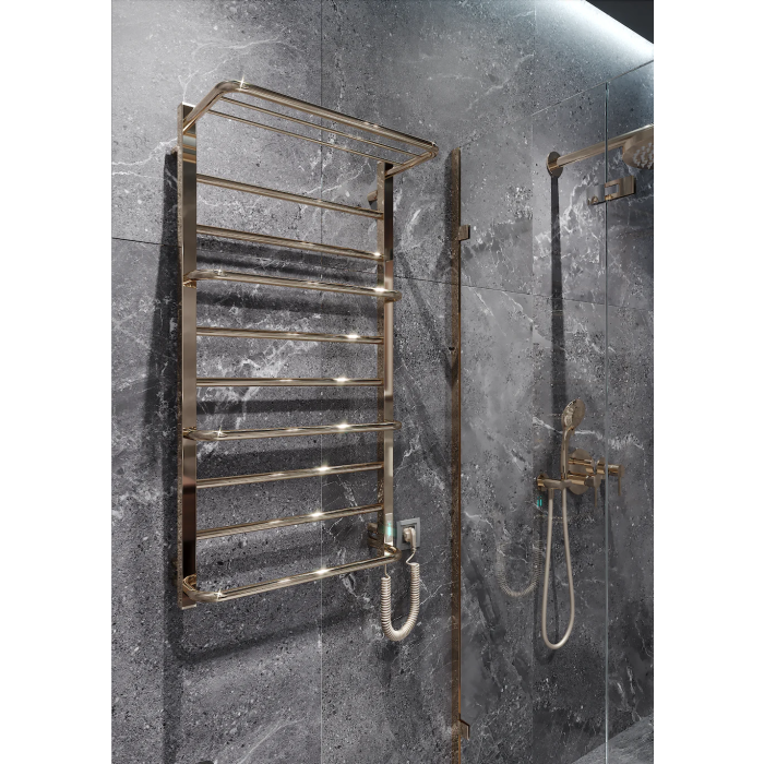 Grzejnik Elektryczny KASKADA LUX z półką 10 1010x530mm Złoty