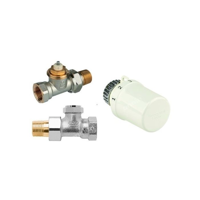 Zestaw do grzejników bocznozasilanych: głowica Thera 6 T3019W0 + Zawór termostatyczny, prosty, 