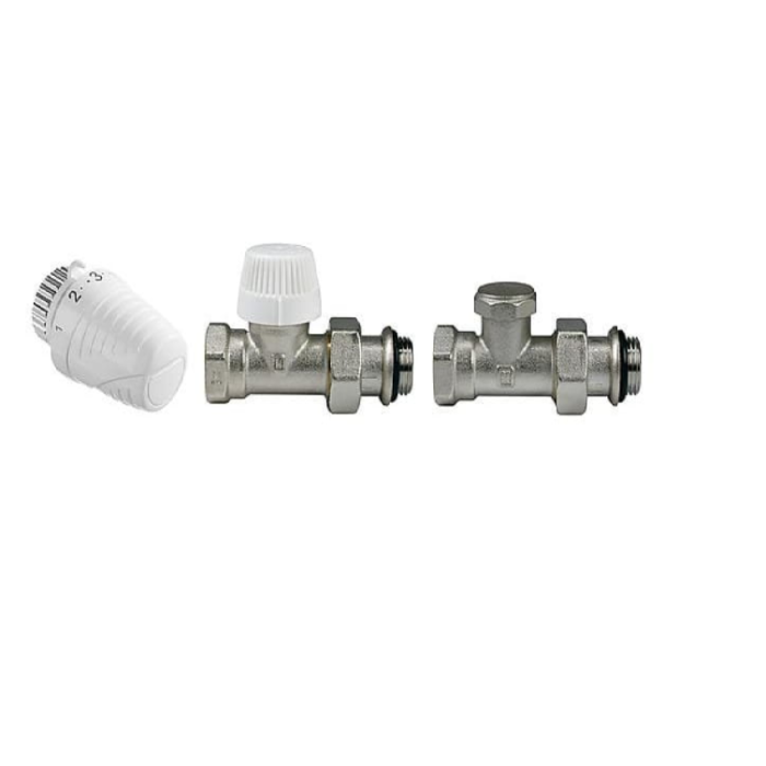 Zestaw: głowica Thera 4 + zawór grzejnikowy prosty V2000 DBB15 + zawór powroty prosty V24200 1/2"