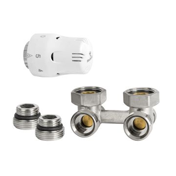 Zestaw termostatyczny kątowy do grzejnika TYP V (BIAŁY) ART.410