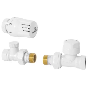 Zestaw termostatyczny prosty EN215/PN-M-75002 DN15 F-P biały