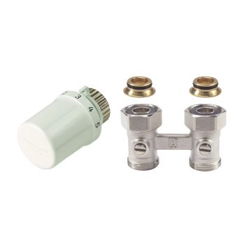 Zestaw regulacyjny prosty do grzejników dolnozasilanych 3/4" głowica Thera 6 T3019 +  zawór Verafix VK V2496EX020A