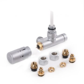 Zestaw zintegrowany kątowy termostatyczny z rurką zanurzeniową lewy Satyna WRZT5G5-ST