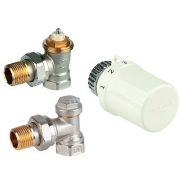 Zestaw do grzejników bocznozasilanych: głowica Thera 6 T3019W0 + zawór grzejnikowy, kątowy, 1/2"V2020ESX15 + zawór powrotny, kątowy, 1/2" V2420E0015