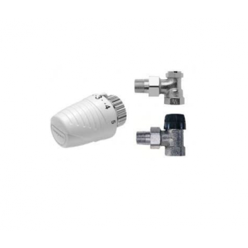 Zestaw: głowica Thera 4 + zaw. grzej. kątowy V2000EBB15+ zaw. powr. kątowy V2420E, 1/2"