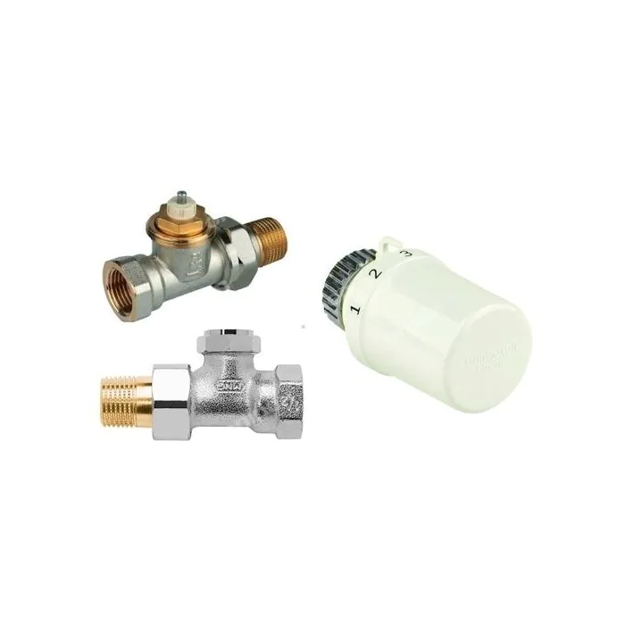 Zestaw do grzejników bocznozasilanych: głowica Thera 6 T3019W0 + Zawór termostatyczny, prosty, 