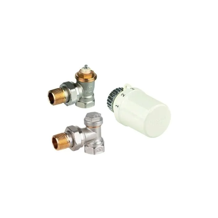 Zestaw do grzejników bocznozasilanych: głowica Thera 6 T3019W0 + zawór grzejnikowy, kątowy, 1/2"V2020ESX15 + zawór powrotny, kątowy, 1/2" V2420E0015