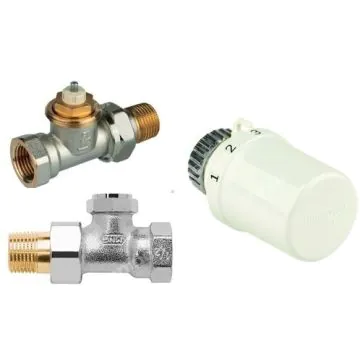 Zestaw do grzejników bocznozasilanych: głowica Thera 6 T3019W0 + Zawór termostatyczny, prosty, 