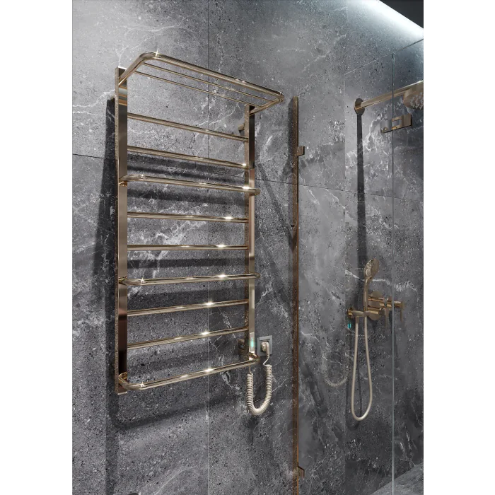 Grzejnik Elektryczny KASKADA LUX z półką 10 1010x530mm Złoty