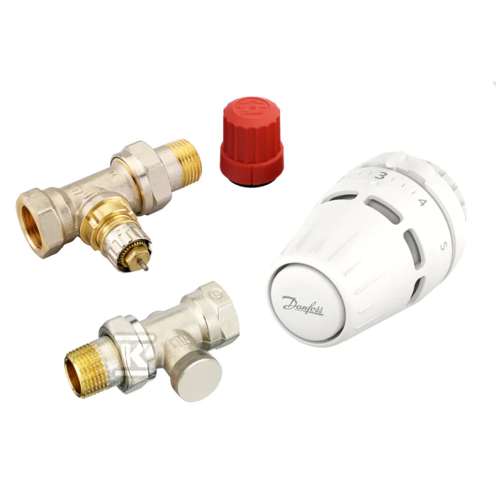 Zestaw termostatyczny Danfoss z głowicą Regus RA nakrętka +RA-N+RLV-S 15 prosty 015G5304