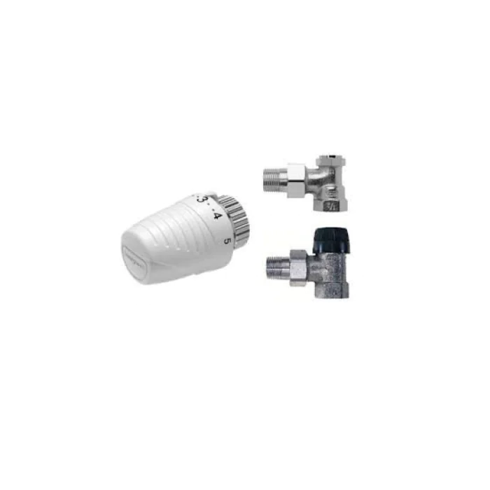 Zestaw: głowica Thera 4 + zaw. grzej. kątowy V2000EBB15+ zaw. powr. kątowy V2420E, 1/2"