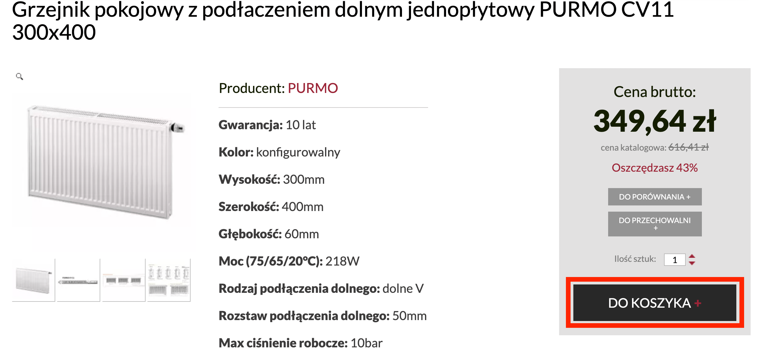 Dodanie produktu do koszyka